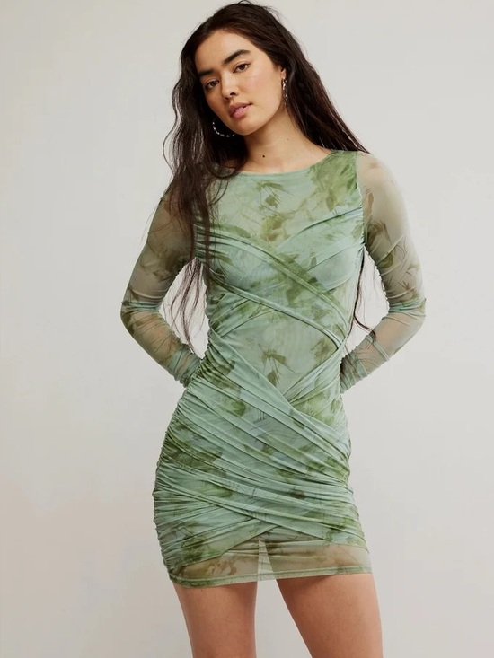 Free People Dresses & Skirts - FREE PEOPLE - KATANA MINI DRESS IN SAGE COMBO Size Small